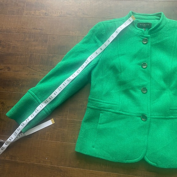 Talbots Kelly Green Wool blend Mandarin collar Peplum blazer - Picture 3 of 15